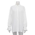 Autumn Flared Sleeves Long Sleeves Shirt Full Casual Niche White Shirt for Women