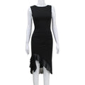 Women Clothing Sexy Sleeveless Vest Dress Backless Gauzy Stitching Irregular Asymmetric Swing Dress Women
