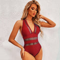 Swimwear Women Slimming Seaside Conservative One-Piece Swimsuit Solid Color Swimsuit