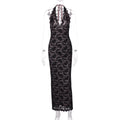Women Clothing Summer Sexy V neck Lace Backless Slit Lace up Dress