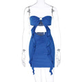 Summer Sexy Tube Top Lace Cropped Sheath Dress Women Clothing