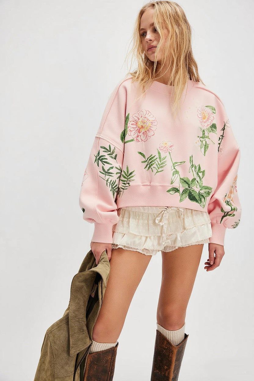 Autumn Winter Women Clothing Printing Loose Casual Top All Matching Hoodie Women