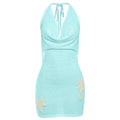 Women Clothing Summer Sexy Backless Slim Fit Pile Collar Hip Hanging Neck Dress Women