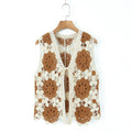 Spring Arrival Contrast Color Crocheted Top Comfort Casual Women Clothing Hong Kong Retro Hollow Out Cutout Design Vest
