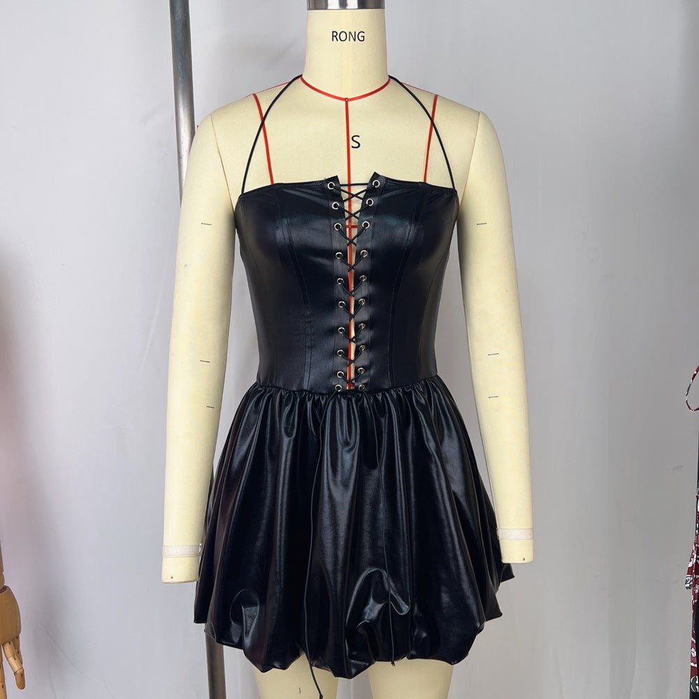 Tube Top Sexy Backless Waist Trimming Bud Swing Dress Women Elegant Dress