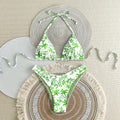 Split Swimsuit Sexy Women Fission Swimsuit Tropical Leaf Printed Swimsuit
