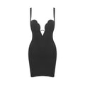 Sexy V neck Strap Zipper Furcal Lower Hem Dress Nightclub Black French Dress
