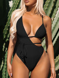 Women Solid Color One Piece Swimsuit Sexy Bikini Bikini Summer