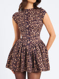 Women Clothing High Grade Party Dress Sexy Leopard Print Backless Dress Women Sweet Spicy A line