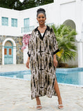 Blooming Beach Blouse Robe Vacation Sun Protection Shirt Dress Beach Cover Up