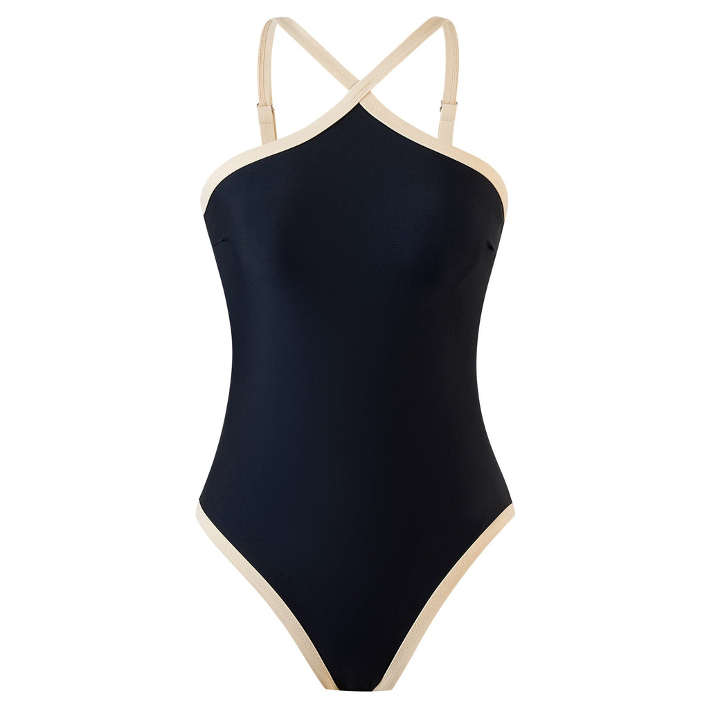 Slim Fit Sexy Siamese Triangle Swimwear Women Solid Color Halter Swimsuit
