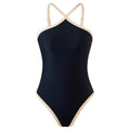 Slim Fit Sexy Siamese Triangle Swimwear Women Solid Color Halter Swimsuit