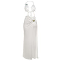 Summer Sexy Backless Lace up Maxi Dress Split Halter Dress