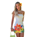 Women Clothing Summer Sexy Tube Top Cinched Waist Positioning Printed Dress Dress Nightclub