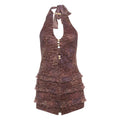 Summer Women Sexy Halter Backless Hollow Out Cutout out Romper