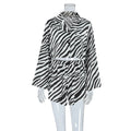 Satin Striped Summer Pajamas Long Sleeves Cropped Cardigan Shorts Two Piece Set Ladies Homewear