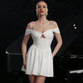 Spring Sexy Dress Slim Hollow Out Cutout Pearl Slip Dress