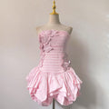 Floral Dress Women Summer Tube Top Three Dimensional Floral Puffy Dress