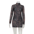 Women Clothing Adult Lady like Woman V neck Single Breasted Slim Fit Printed Dress