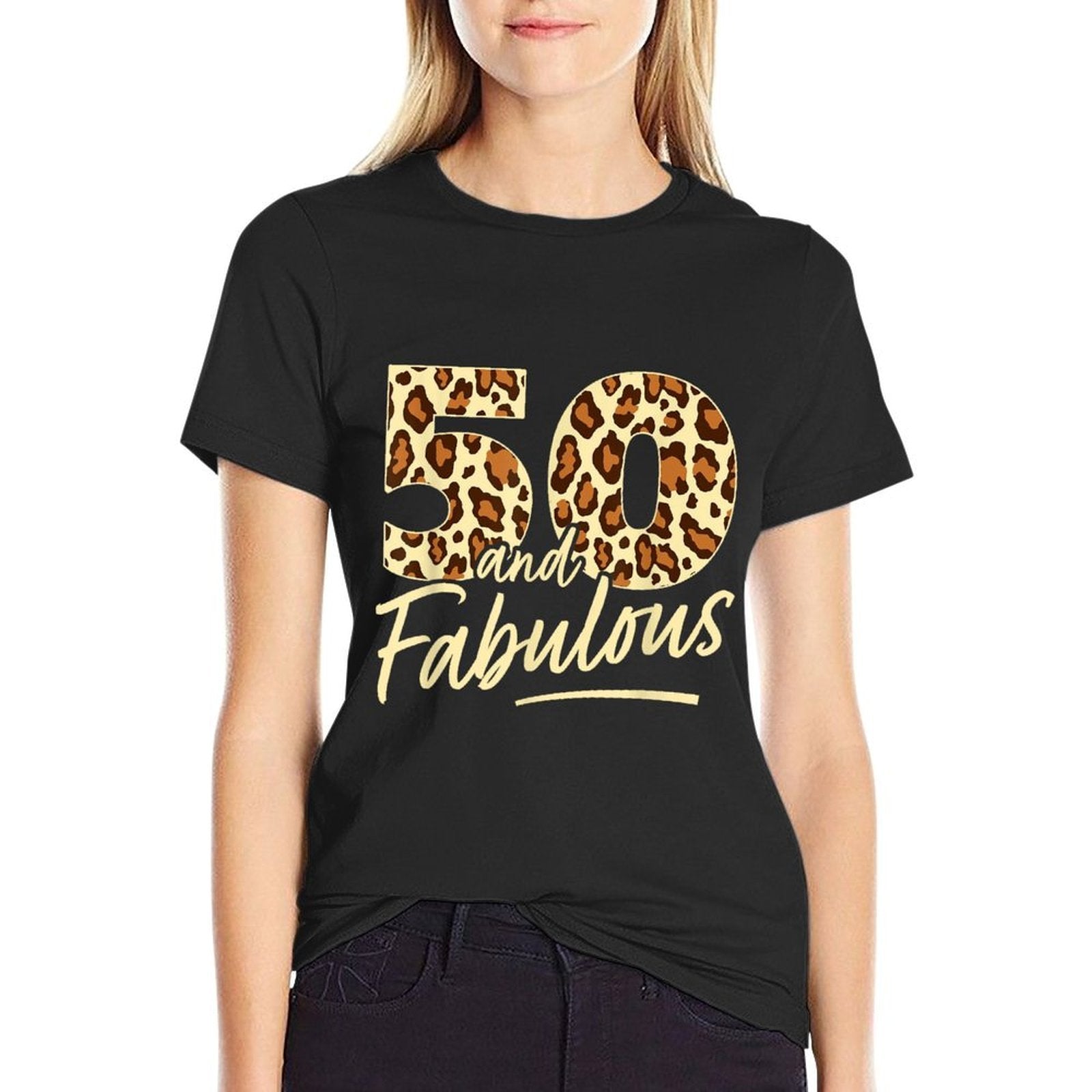 50 Year Woman Leopard Fabulous 50th Birthday  Durable T-Shirt